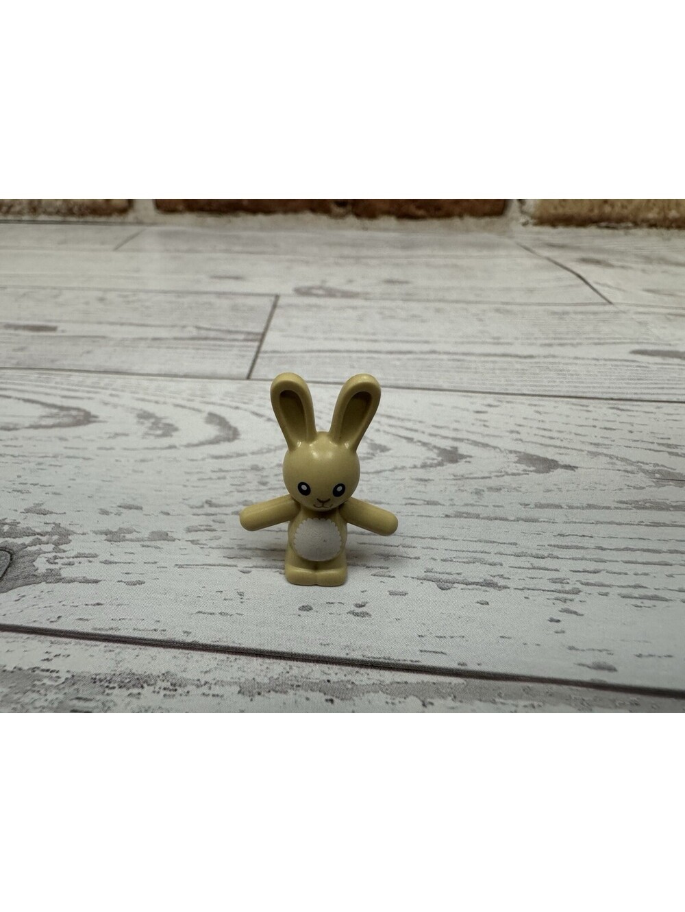 Lego New Tan Bunny Rabbit Standing with Black Eyes Dark Tan Nose and Mouth